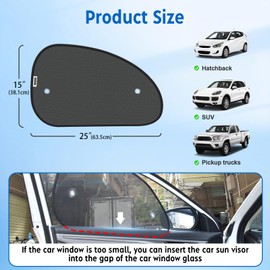 COOCTECH Car Window Shades 25""X15""(2 Pack)，Car Window Shade for Baby with Strong Suction Cup，Car Sun Shade Can Blocks 99.98% UVR,Sun Shade for Car Window,Glare Shield Protection, Black