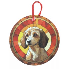 Gulf Coast Laser Graphics Toy Cockapoo Head Tan and Brown 2 Head Turned Holographic Dog Ornament