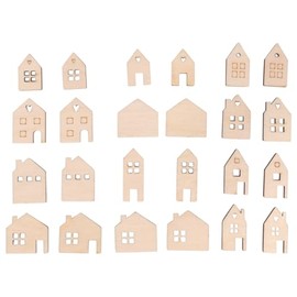 Rayher 46749505 Wooden Mini House, 24 Pieces, 2.5 - 3.5 cm, Assorted, Wood FSC Certified, Natural, Wooden Shaker Table Decoration, Table Shaker, Scatter Decoration