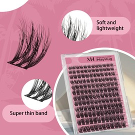 Mayhug Eyelash Extensions, 3D Fluffy Eyelash Extensions, 144 Pieces, False Eyelashes, 10-18 mm Volume Eyelashes, D Curl Eyelash Extensions for Beginners (Triumph)