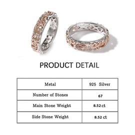 Jeulia Floral Ring Band Sterling Silver Two Tone Leaf Carved Vintage Unique Hollow Flower Rose Gold Jewelry Engagement Wedding Bridal Sets Stackable Anniversary Promise with Gift Box (Floral, 6)