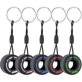 Llavero de llanta de carreras F1,Mini llavero de llanta de 5 colores,lindo llavero de llanta,material de goma suave,utilizado para la decoración del automóvil,Regalo para los amantes del coche（5 pcs）