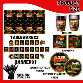 Black History Month Decorations, Black History Month Party Supplies includes Black History Month Plates and Black History Napkins, Black History Month Plates and Napkins for Classroom Office