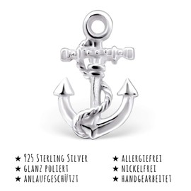 Monkimau Women's Anchor Stud Earrings 925 Sterling Silver Real Silver with Rope, Sterling Silver, No Gemstone