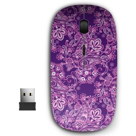 KAWAMOUSE 2.4G Ergonomic Portable USB Wireless Mouse for PC, Laptop, Computer, Notebook with Nano Receiver (Paisley Fantastic)