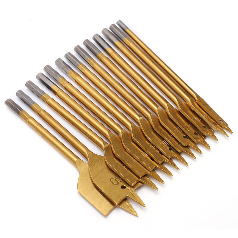 13Pcs 1/4in Hex Shank High Carbon Steel Flat Drill Bit