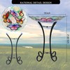 VCUTEKA Glass Bird Bath Outdoor with Metal Stand for Lawn