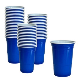 50 pcs Party Cup Set,16oz Blue Plastic Party Cups,Party Cold Drink Cups,Repeatable Cups for New Year, Christmas, Camping, Wedding(Blue)