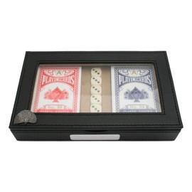 Gamekeepers Cottage gifts Peacock Playing Cards and 5 Dice in Black PU Case Poker Gift With Free Engraving 263 BL