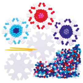 Baker Ross FE899 Snowflake Pom Pom Art Kits - Pack of 5, Design Your Own Christmas Decorations, Pom Pom Decorations for Children to Make, Decorate and Display, Creative Activities for Kids