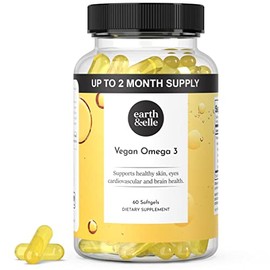 EARTH&ELLE Earth & Elle Algae Omega 3 Suplemento - Omega 3 Vegano - Suplemento Vegano Omega 3 Con Aceite De Algas Y Dha Vegano - Ayuda A Apoyar La Sal