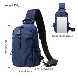 Long Keeper Lightweight Sling Backpack – Unisex Chest bag Crossbody Backpack with USB Port, One Strap Sling Shoulder Bag Travel Sports Gym day pack Backpack