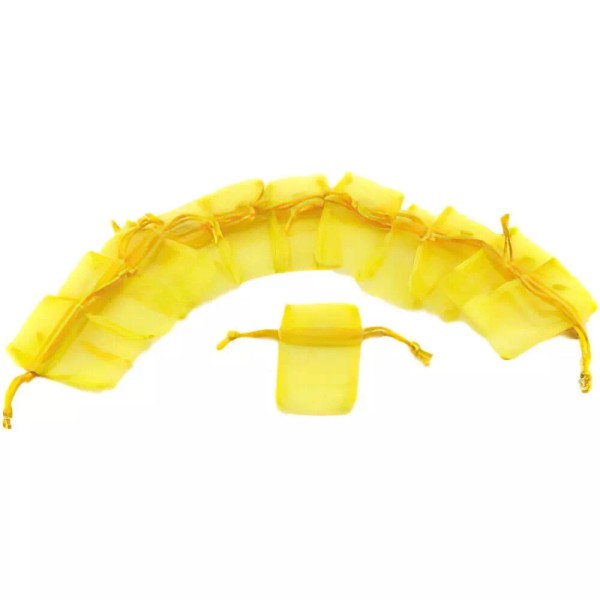 FindingKing 12 Yellow Drawstring Pouches Jewelry Counter Showcase Gift Bag
