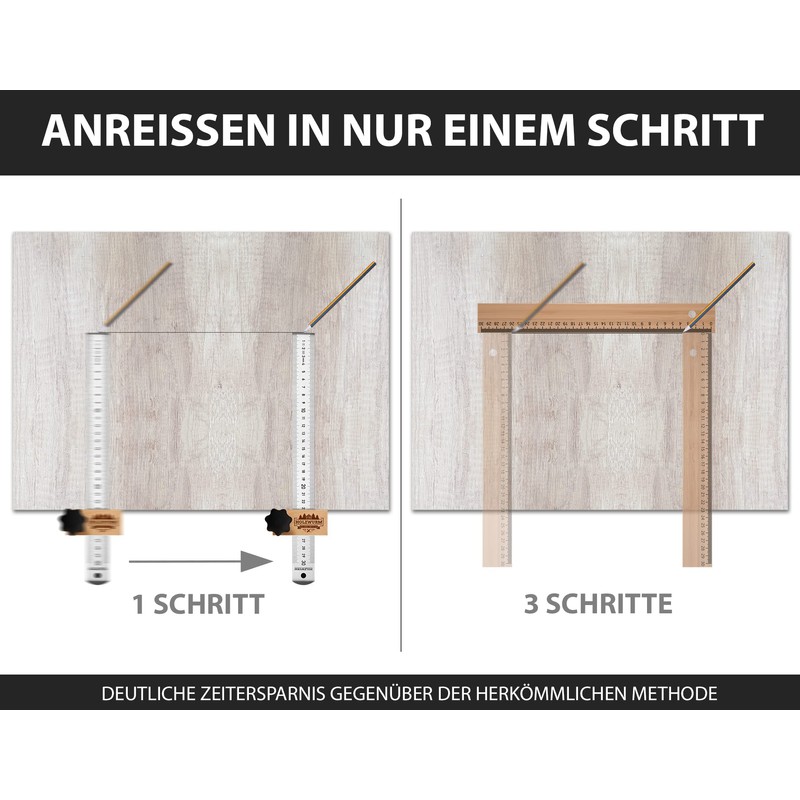 HOLZWURM Marking Gauge with Stainless Steel Metal Ruler, 300 mm