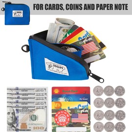 Rough Enough - portafolios pequeña para cartera delgado con cierre para el cuello, llavero para hombres, adolescentes, niños, lona azul