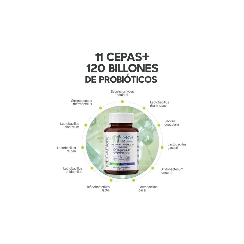Probioticos 11 Cepas De 120 Billones Megabiotic 90 Capsulas 120