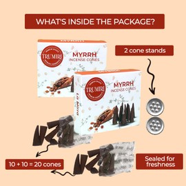 Myrrh - Scented Incense Cones - Total 20 Cone Incense - Dual Pack of 10 Insence Cones - Incense Cones Scented - Cone Incense Scents - Insense Cones - Incent Cone