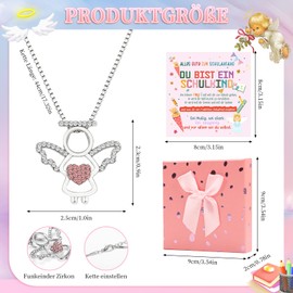 Bafiwu School Girl Gift, Unicorn Necklace, School Cone Filling, First Day of School Gifts for School Child, 2025 Girls with Greeting Cards, Gift Box, One size, Plastic, No Gemstone