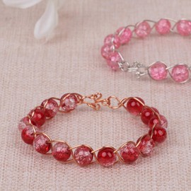 Fashe 200pcs Crackle Glass Beads 10 Colors Round Matte Crackle Glass Beads for Jewelry Making