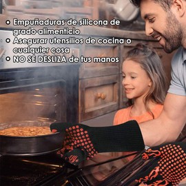 Nasjac Guantes de Barbacoa, Guantes para Horno 1472 ℉ Guantes de Cocina de Grado Alimenticio Extremadamente Resistentes al Calor, Guantes de Cocina Antideslizantes de Silicona para Barbacoa, Cocción, Horneado, Soldadura, Corte, 13 Pulgadas