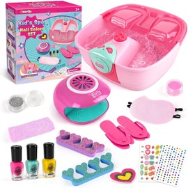 AuntyFey Kit de spa infantil Auntyfey para niñas de 8, 10 y 12 años. Manicura y pedicura para pies. Kit de pedicura y spa para niñas con set de spa para niñas, regalo de Navidad y cumpleaños