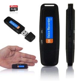 Digital Voice Recorder USB Mini Voice Recording Portable Ideal for Meeting, Interview, Conference, Spy Recorder on SD Card for Multiple Hours