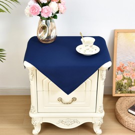 Small Square Tablecloth 2 Pack 24 x 24 Inch Washable Polyester Table Cloth Solid Navy Blue Heavy Duty Fabric End Table Cover for Bedside Table Bedroom Nightstand