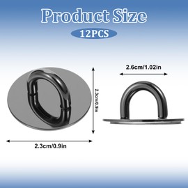 12 Pcs Phone Charm Hook, Metal Round Phone Charm Holder Adhesive Black Finger Grip for DIY Hanging Supplies