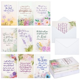 Faithful Finds Religious Sympathy Cards with Envelopes, Watercolor Floral (4x6 In, 36 Pack)
