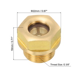 PATIKIL Air Compressor Oil Sight Glass, 2 Pack G 3/8" Male Thread Brass Oil Liquid Level Gauge Air Compressor Parts with O-ring