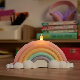 Luminara Flameless Home Decor - Pastel Crystal Rose Rainbow LED Candle, Blue, 6.6" x 4.3" Realistic Moving Flame Battery Operated w/Timer Indoor Use