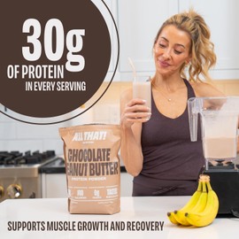 ALL THAT! NUTRITION Chocolate Peanut Butter Whey Protein Powder, 30G of Protein, Low Calorie & Fast-Absorbing, 0 Sugar, Soy-Free & Gluten-Free Protein Powder, 30 Servings