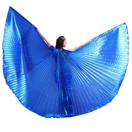 Wuchieal Women's 2 Sticks & Belly Dance Costume Angle Isis Wings (Navy Bule)