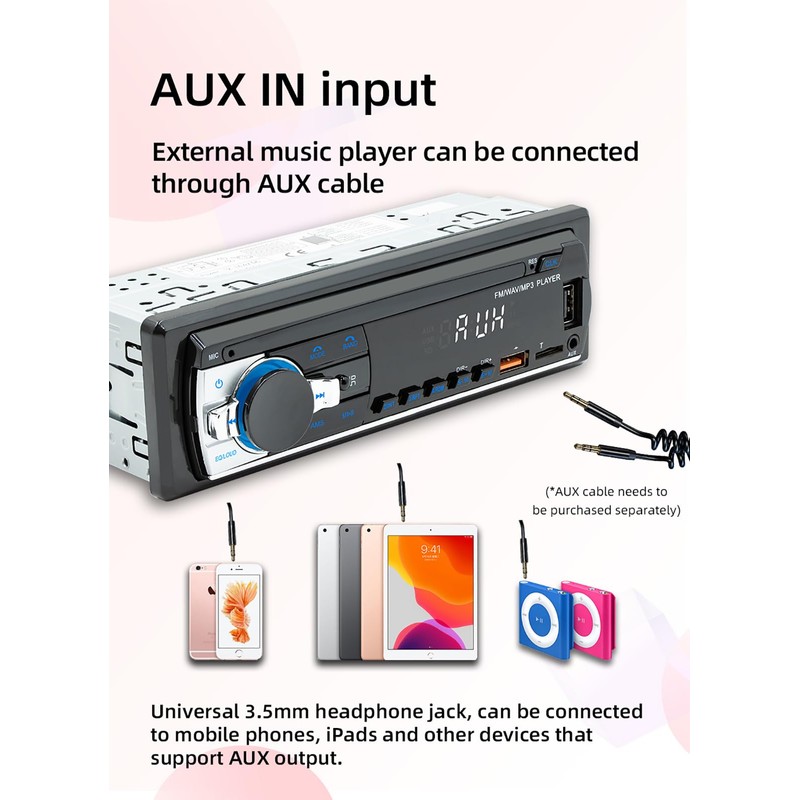 BONRYAN Car Radio Bluetooth Hands-Free Kit for MP3 Player USB