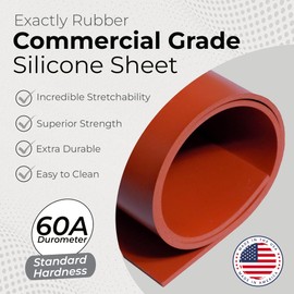 Exactly Rubber - Commercial Grade Silicone Sheet, 60A Durometer Silicone Mat, -80 to 450°F Temperature Resistant Rubber Mat, Rubber Sheet with 350% Elongation, Made in The USA, 1/16 x 12" x 18", Red