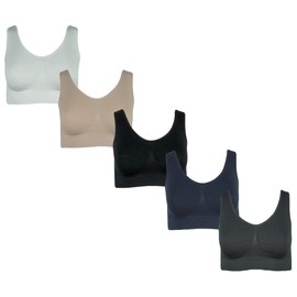 J-Line Women's Comfort Bustier Sleep Bra Without Underwire Seamless Soft Bra Bralette Pack of 5, White