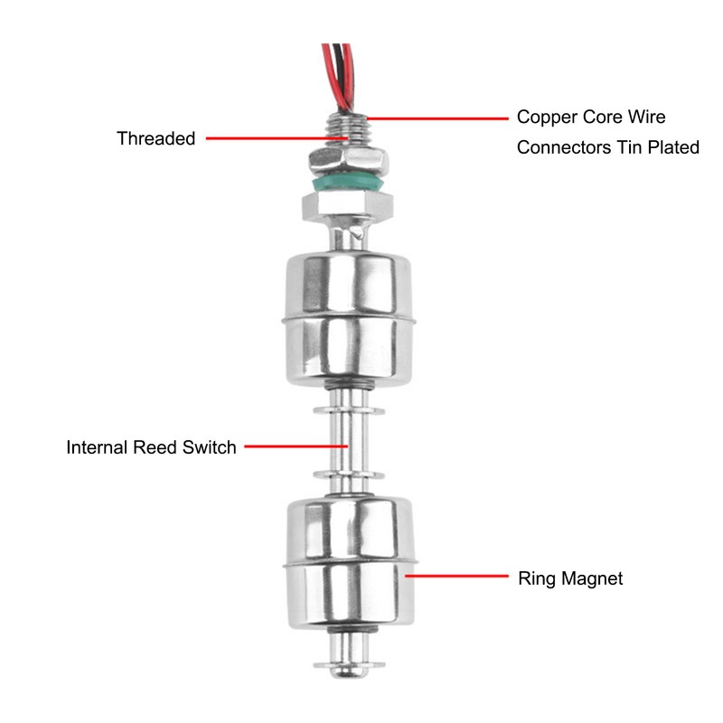 100mm Dual Ball Float Switch with Wire Liquid Water Level