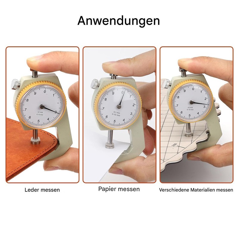 WUTA Leather Thickness Gauge 0-10 mm Range Portable Thickness Gauge