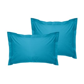 Turquoise Oxford Pillowcase Set (2 Pieces), 80 x 80 + 5 cm, 100% Cotton Ranforce, 155 Thread Count | Envelope Closure, Machine Washable at 30°C