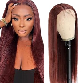Zeslaerr 26 Inch Glueless Human Hair Wig #33 Reddish Brown 150% Density 5X5 HD Lace Front Wig Human Hair Pre Plucked With Baby Hair 100% Unprocessed Straight Human Hair Wigs For Women