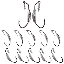 CWSDXM Weighted Swimbait Hooks, 6pcs Underspin Swimbait Hook with Twistlock, Weighted Crank Hooks with Gold/Silver Spinner Blades for Soft Fishing Lures (c-3/16oz-12pcs)