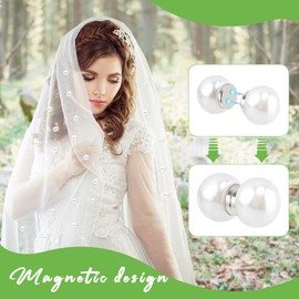 IUYYPU Pearl Veil Weights - 12 Pairs Double-Sided Artificial Pearls, Windproof Wedding Veil Accessories for Outdoor Weddings & Photoshoots, Multi-Purpose Bridal Hairpins