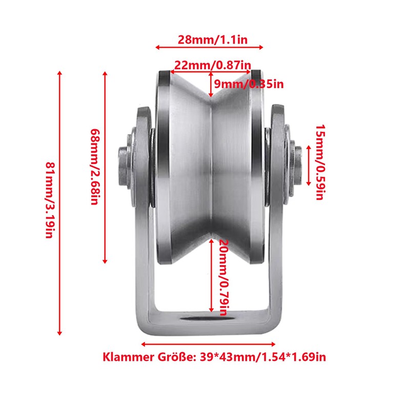 Stainless Steel Groove Wheel Heavy Duty Track Wheel Rigid Roller