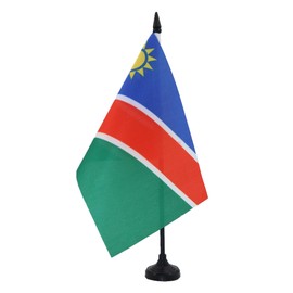 AZ FLAG NAMIBIA TABLE FLAG 5'' x 8'' - NAMIBIAN DESK FLAG 21 x 14 cm - Black plastic stick and base