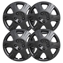Fuel Rider 15 inch Gloss Black ABS Hubcap Wheel Covers Compatible with 2005-2008 Toyota Corolla (Set of 4) Wheelcovers for 15 inch Standard Steel Wheels- Auto Tire Cover Replacement Exterior Cap Cover