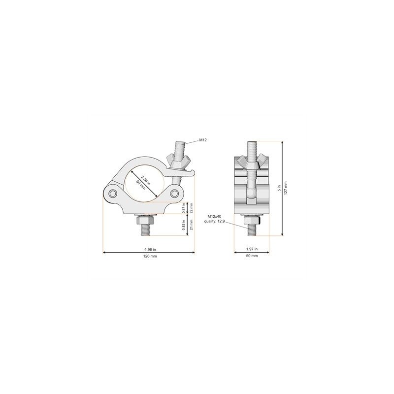 Global Truss Half Coupler 60/50/750kg - Half Coupler
