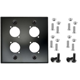 DIYTECH XLR Wall Plate Blank and XLR Panel Combo - Perfect for Professional Audio Setups in Studios, Theaters, and Conference Rooms - Easy to Install and Durable Design (4 Port Black)