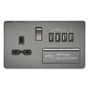 Knightsbridge SFR7USB4BN Screwless 1G 13A Switched Socket with Quad USB