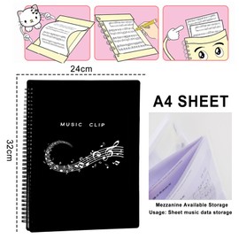 Sonwaha Music Folder for Music Sheets Holds 90 Sheets Music Folder A4 Choir Folder Black A4 Music Folder for Music Sheet Music for Musicians and Band Music Note (30 Pockets/90 Pages)