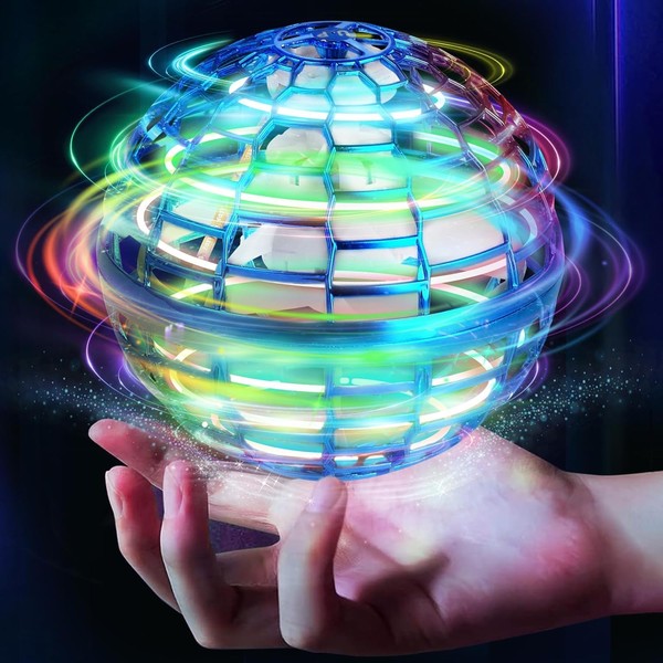 (New Popular 2024 Magic Fly Ball) Flying Ball, Gyro, Genuine Axppin Flying Ball Toy, UFO Toy, Magic Hovering, Boomerang Spinner with LED Light, 360° Rotation, USB Rechargeable, Auto Avoidance